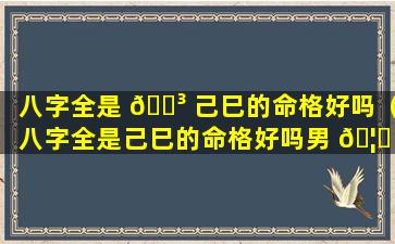 八字全是 🌳 己巳的命格好吗（八字全是己巳的命格好吗男 🦈 ）